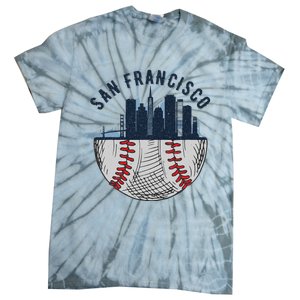 Cool San Francisco CA Skyline Baseball Fan City Downtown Tie-Dye T-Shirt