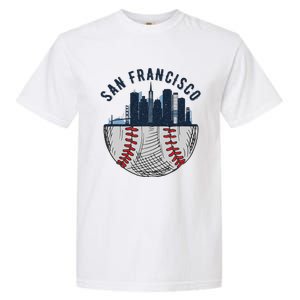 Cool San Francisco CA Skyline Baseball Fan City Downtown Garment-Dyed Heavyweight T-Shirt