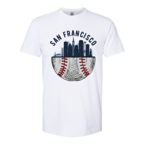 Cool San Francisco CA Skyline Baseball Fan City Downtown Softstyle CVC T-Shirt