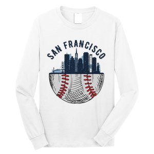 Cool San Francisco CA Skyline Baseball Fan City Downtown Long Sleeve Shirt