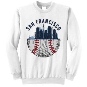 Cool San Francisco CA Skyline Baseball Fan City Downtown Sweatshirt