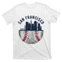 Cool San Francisco CA Skyline Baseball Fan City Downtown T-Shirt