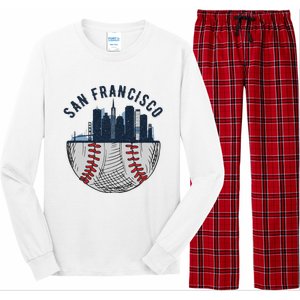 Cool San Francisco CA Skyline Baseball Fan City Downtown Long Sleeve Pajama Set