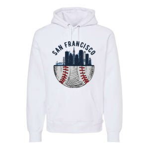 Cool San Francisco CA Skyline Baseball Fan City Downtown Premium Hoodie