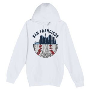 Cool San Francisco CA Skyline Baseball Fan City Downtown Premium Pullover Hoodie