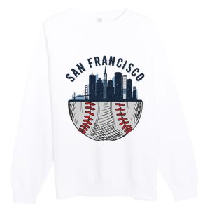 Cool San Francisco CA Skyline Baseball Fan City Downtown Premium Crewneck Sweatshirt