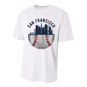 Cool San Francisco CA Skyline Baseball Fan City Downtown Performance Sprint T-Shirt