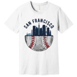 Cool San Francisco CA Skyline Baseball Fan City Downtown Premium T-Shirt