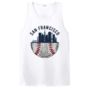 Cool San Francisco CA Skyline Baseball Fan City Downtown PosiCharge Competitor Tank