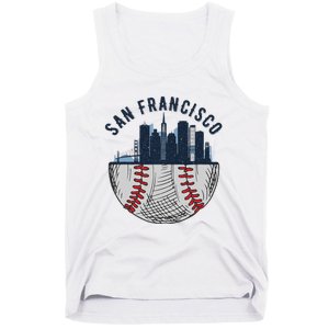 Cool San Francisco CA Skyline Baseball Fan City Downtown Tank Top