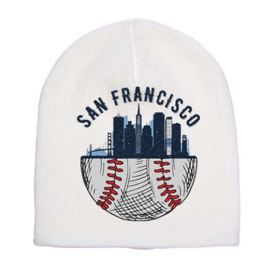 Cool San Francisco CA Skyline Baseball Fan City Downtown Short Acrylic Beanie