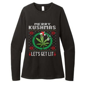 Cannabis Stoner Gift Marijuana Ugly Christmas Let's Get Lit Meaningful Gift Womens CVC Long Sleeve Shirt