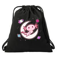 Cute Space Galaxy Axolotl Drawstring Bag