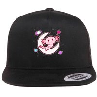 Cute Space Galaxy Axolotl Flat Bill Trucker Hat