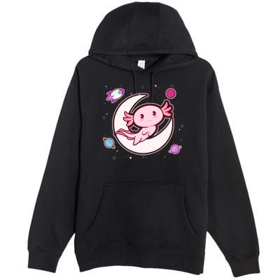 Cute Space Galaxy Axolotl Premium Pullover Hoodie