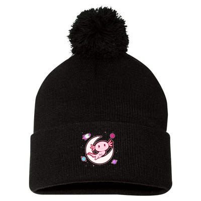 Cute Space Galaxy Axolotl Pom Pom 12in Knit Beanie