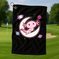 Cute Space Galaxy Axolotl Golf Towel