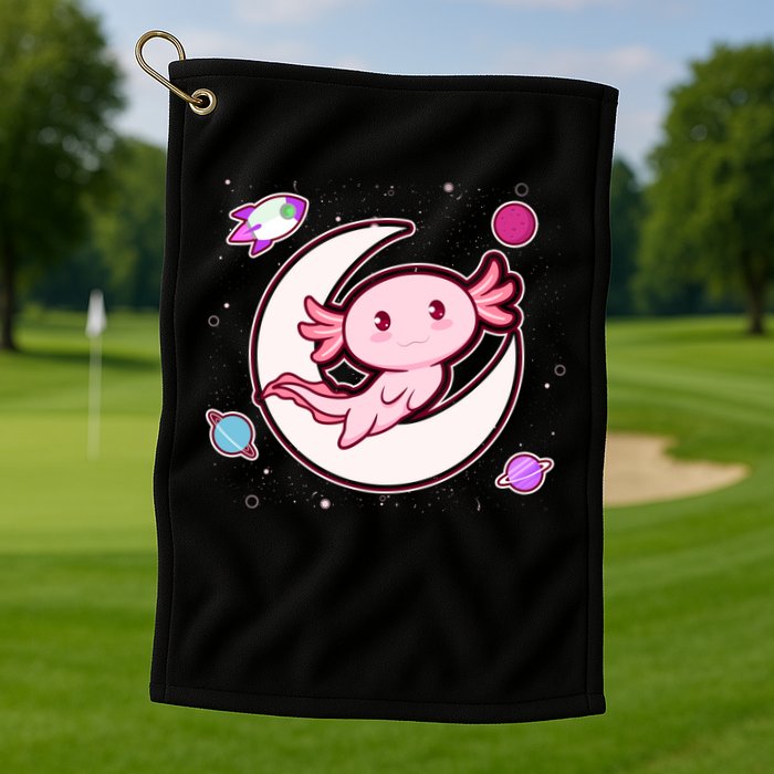 Cute Space Galaxy Axolotl Golf Towel