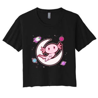Cute Space Galaxy Axolotl Crop Top
