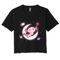 Cute Space Galaxy Axolotl Women's Crop Top Tee