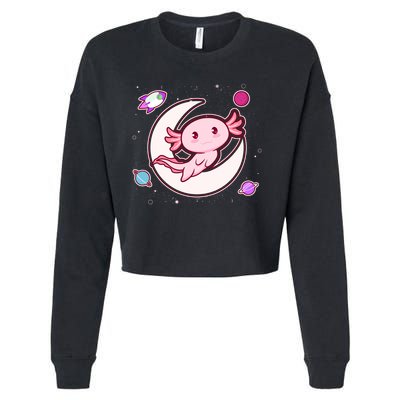 Cute Space Galaxy Axolotl Cropped Pullover Crew
