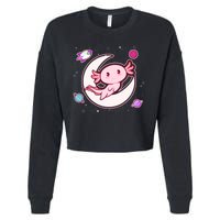 Cute Space Galaxy Axolotl Cropped Pullover Crew