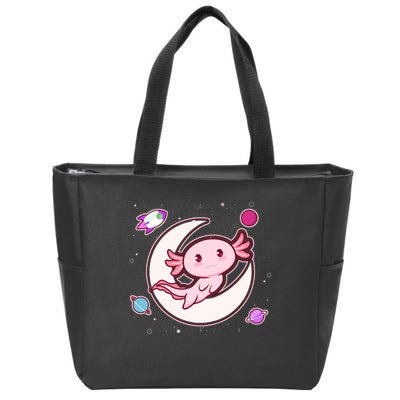 Cute Space Galaxy Axolotl Zip Tote Bag