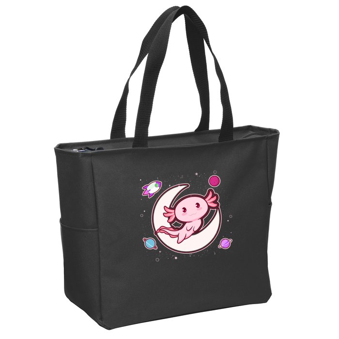 Cute Space Galaxy Axolotl Zip Tote Bag