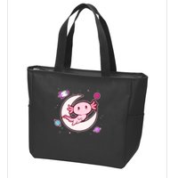 Cute Space Galaxy Axolotl Zip Tote Bag
