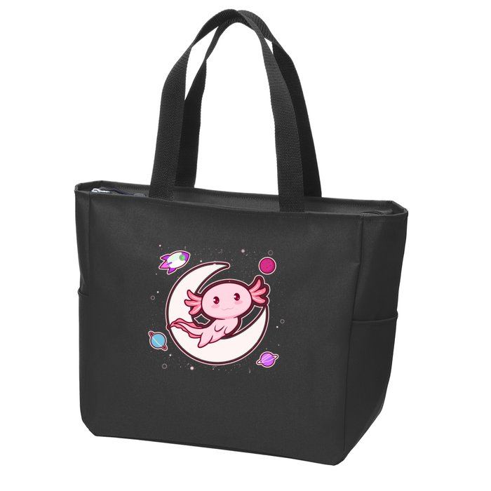 Cute Space Galaxy Axolotl Zip Tote Bag
