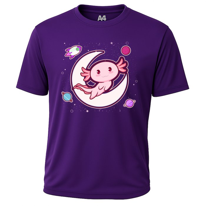 Cute Space Galaxy Axolotl Cooling Performance Crew T-Shirt