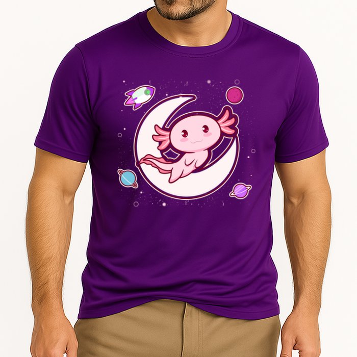 Cute Space Galaxy Axolotl Cooling Performance Crew T-Shirt