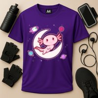 Cute Space Galaxy Axolotl Cooling Performance Crew T-Shirt