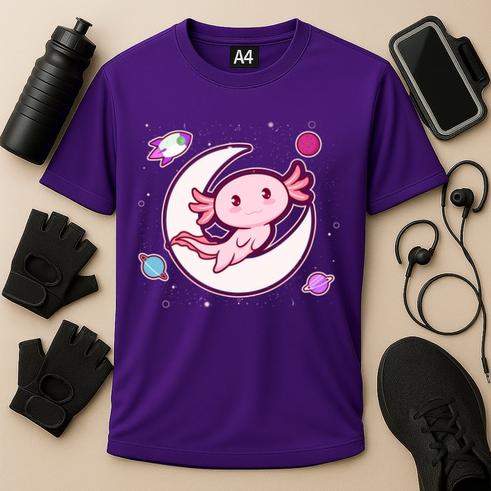 Cute Space Galaxy Axolotl Cooling Performance Crew T-Shirt