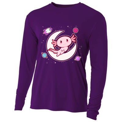 Cute Space Galaxy Axolotl Cooling Performance Long Sleeve Crew