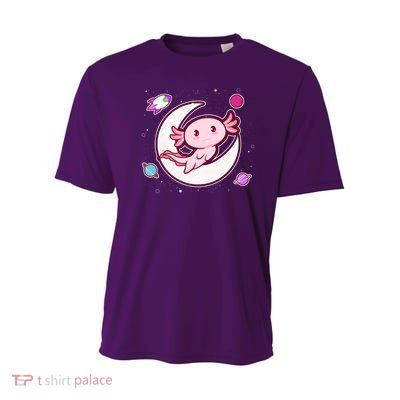 Cute Space Galaxy Axolotl Youth Performance Sprint T-Shirt