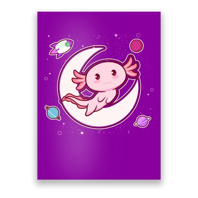 Cute Space Galaxy Axolotl Poster