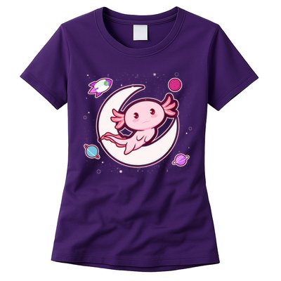 Cute Space Galaxy Axolotl Womens T-Shirt