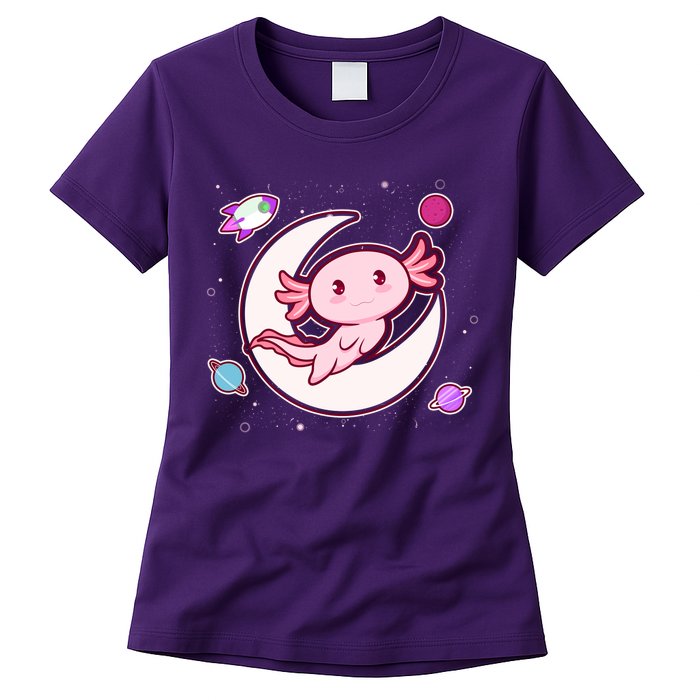 Cute Space Galaxy Axolotl Womens T-Shirt