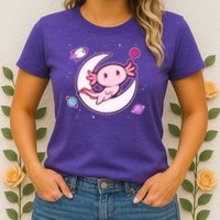 Cute Space Galaxy Axolotl Womens T-Shirt