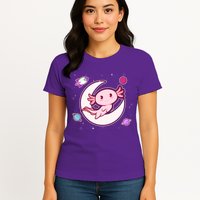 Cute Space Galaxy Axolotl Womens T-Shirt