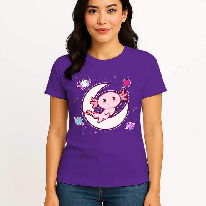 Cute Space Galaxy Axolotl Womens T-Shirt
