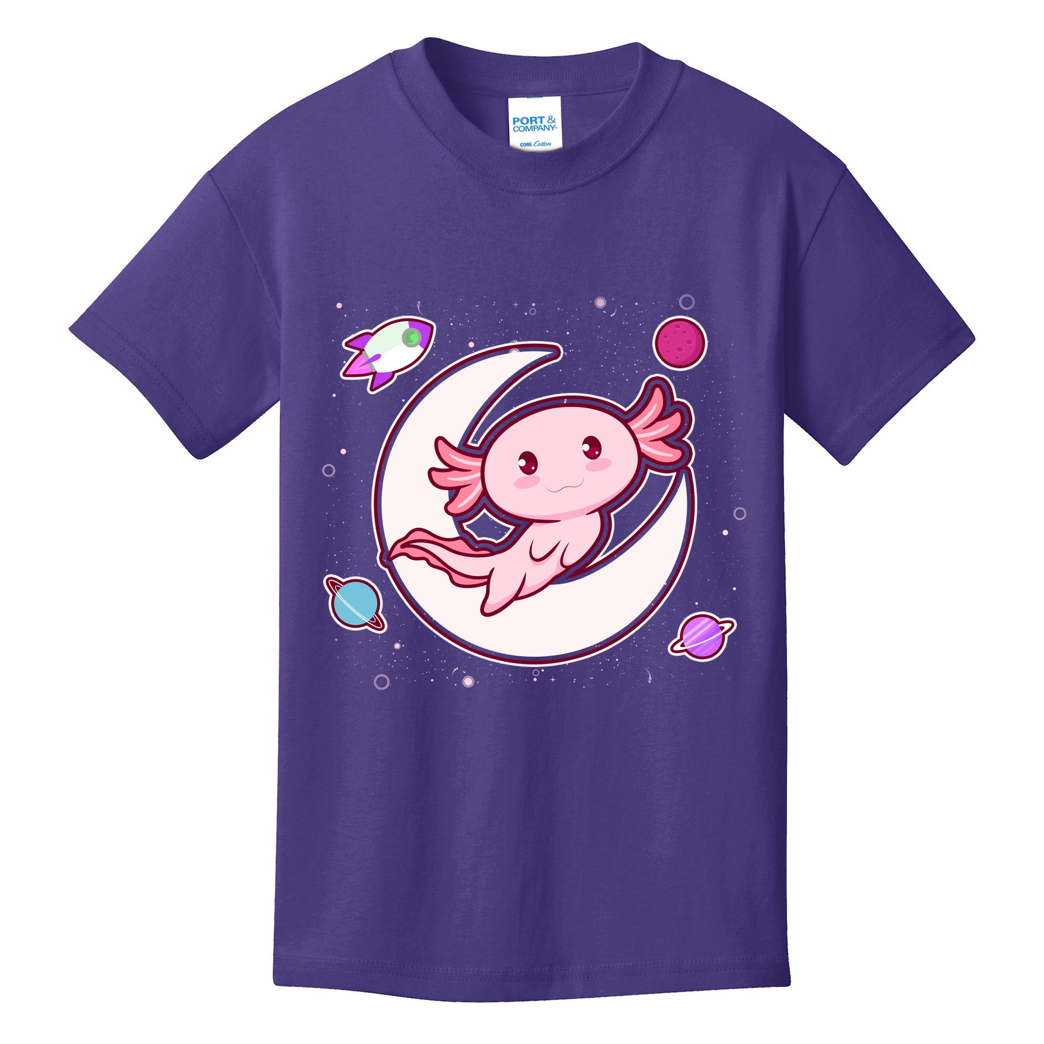 Cute Space Galaxy Axolotl Kids T-Shirt