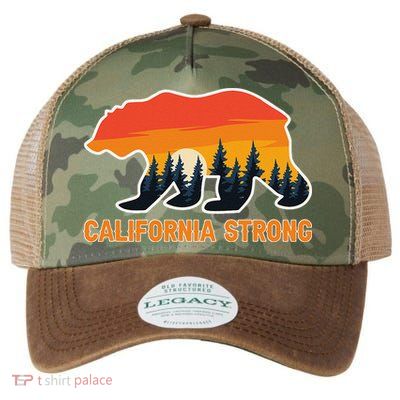 California Strong Grizzly Bear Sunset Vintage Gift Legacy Tie Dye Trucker Hat