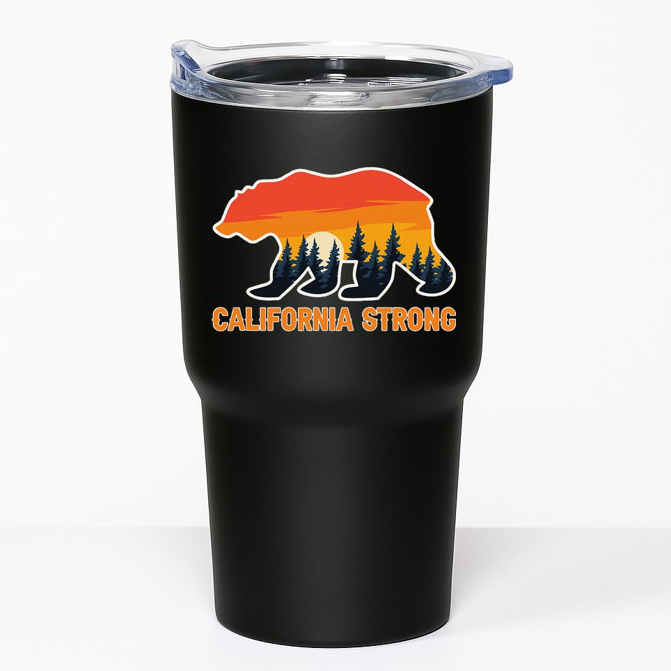 California Strong Grizzly Bear Sunset Vintage Gift Tumbler