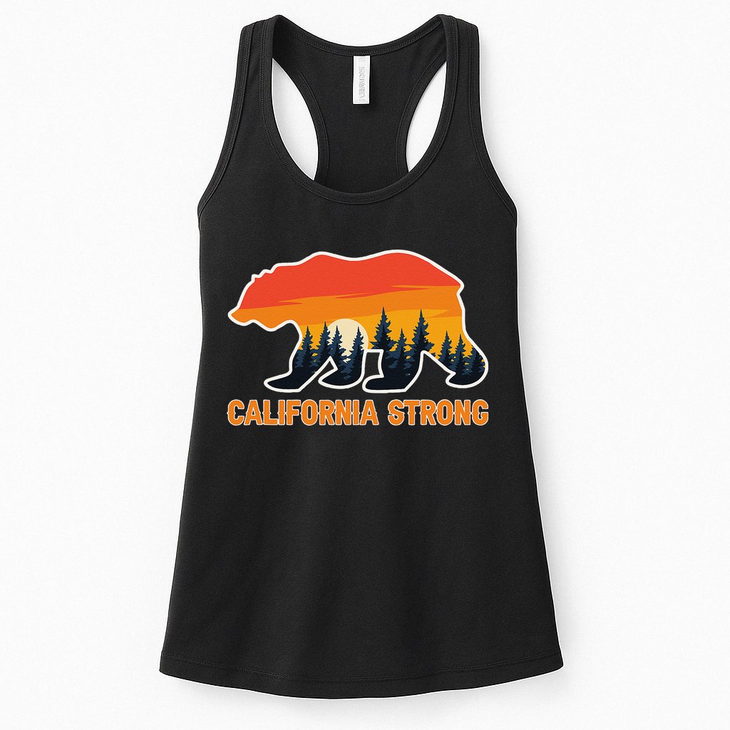 California Strong Grizzly Bear Sunset Vintage Gift Womens Tank Top