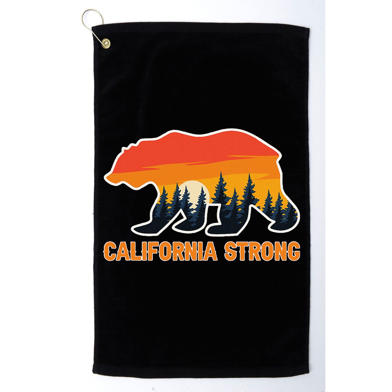 California Strong Grizzly Bear Sunset Vintage Gift Golf Towel