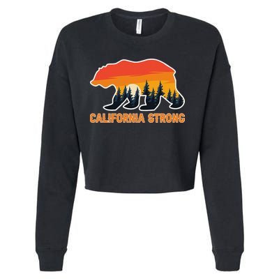 California Strong Grizzly Bear Sunset Vintage Gift Cropped Pullover Crew