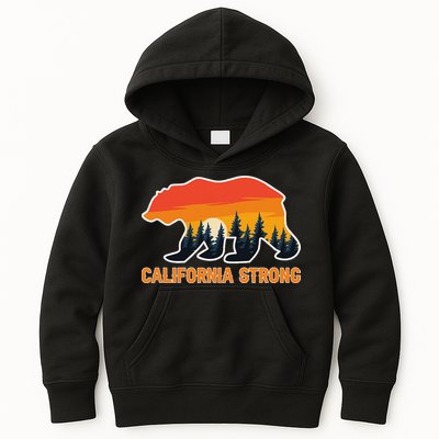 California Strong Grizzly Bear Sunset Vintage Gift Kids Hoodie