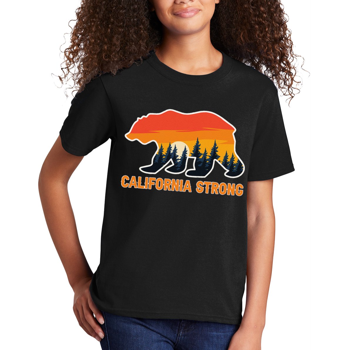 California Strong Grizzly Bear Sunset Vintage Gift Kids T-Shirt